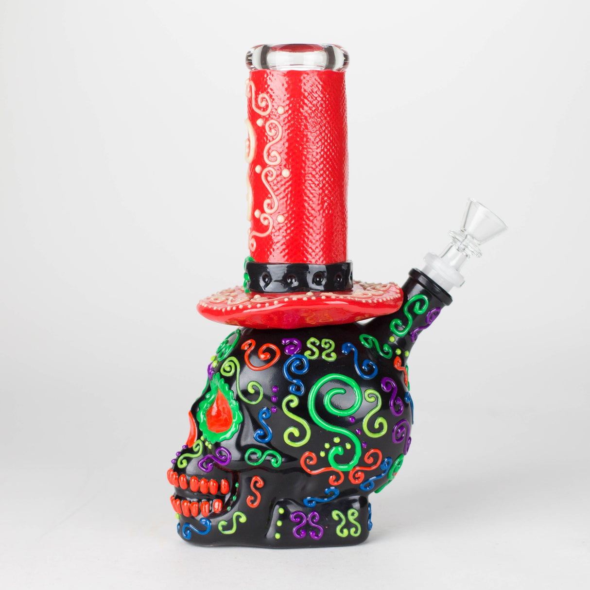 9" Wizard-Themed Sugar Skull Glow-in-the-Dark Glass Bong [SK14] Glass Bong BB Canada
