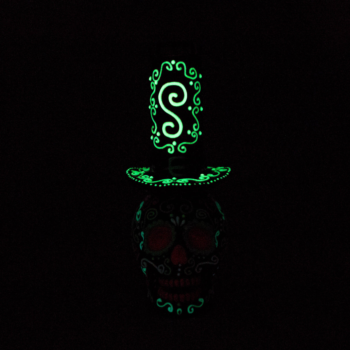 9" Wizard-Themed Sugar Skull Glow-in-the-Dark Glass Bong [SK14] Glass Bong BB Canada