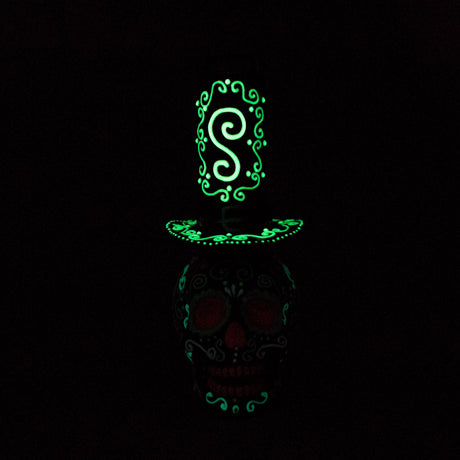 9" Wizard-Themed Sugar Skull Glow-in-the-Dark Glass Bong [SK14] Glass Bong BB Canada