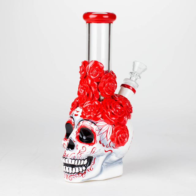 9" Rose sugar skull-themed glass bong [SK16] Glass Bong BB Canada