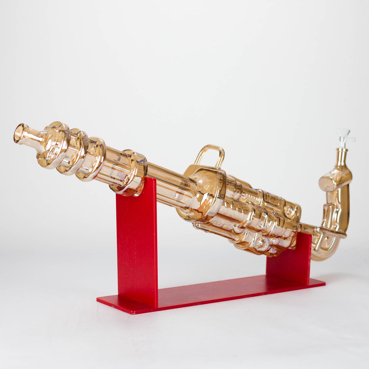 24" Electroplated Machine gun Design Glass Bong with Display Stand [GU002] Glass Bong BB Canada Amber