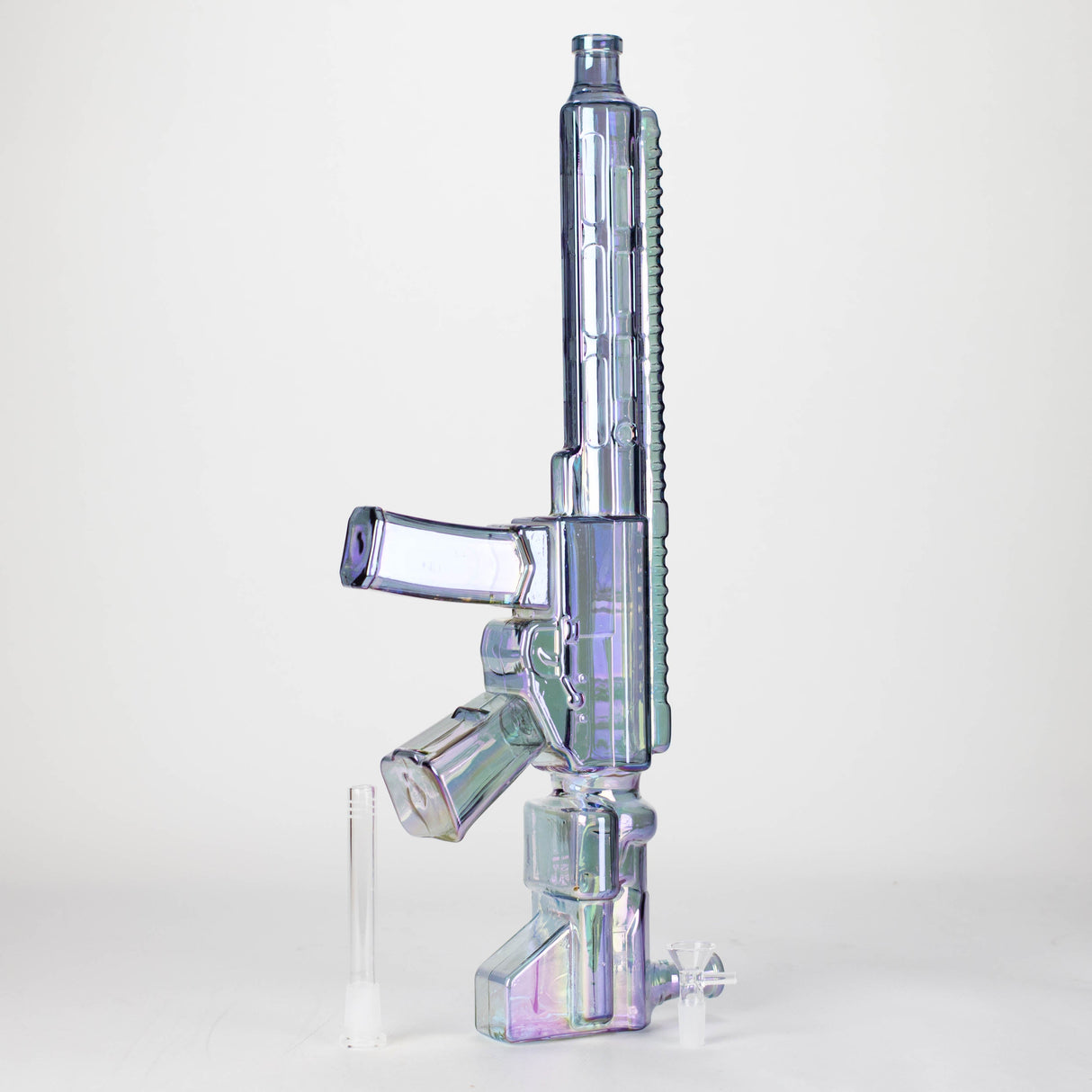 22" Electroplated Machin gun Design Glass Bong with Display Stand [GU003] Glass Bong BB Canada
