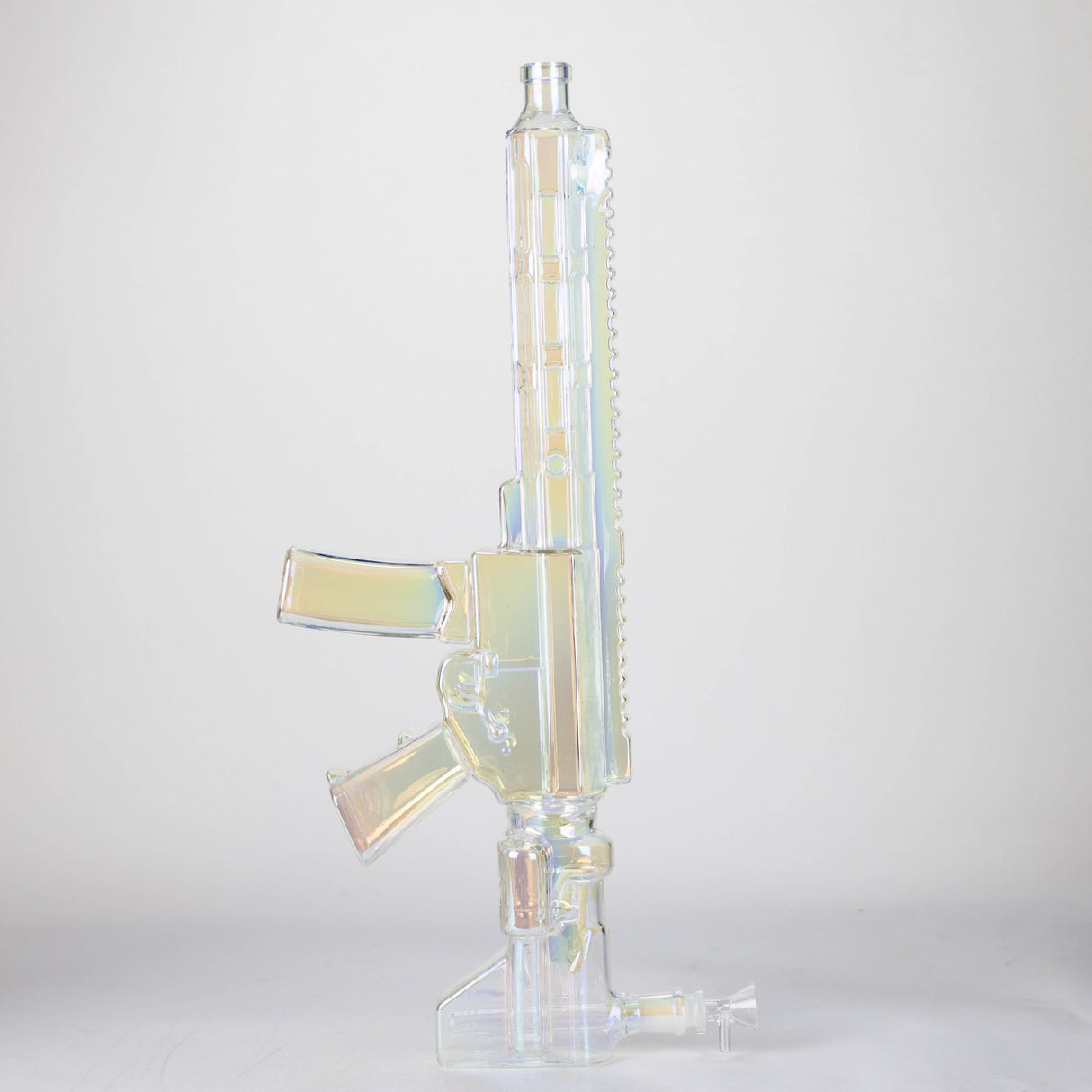 22" Electroplated Machin gun Design Glass Bong with Display Stand [GU003] Glass Bong BB Canada Rainbow