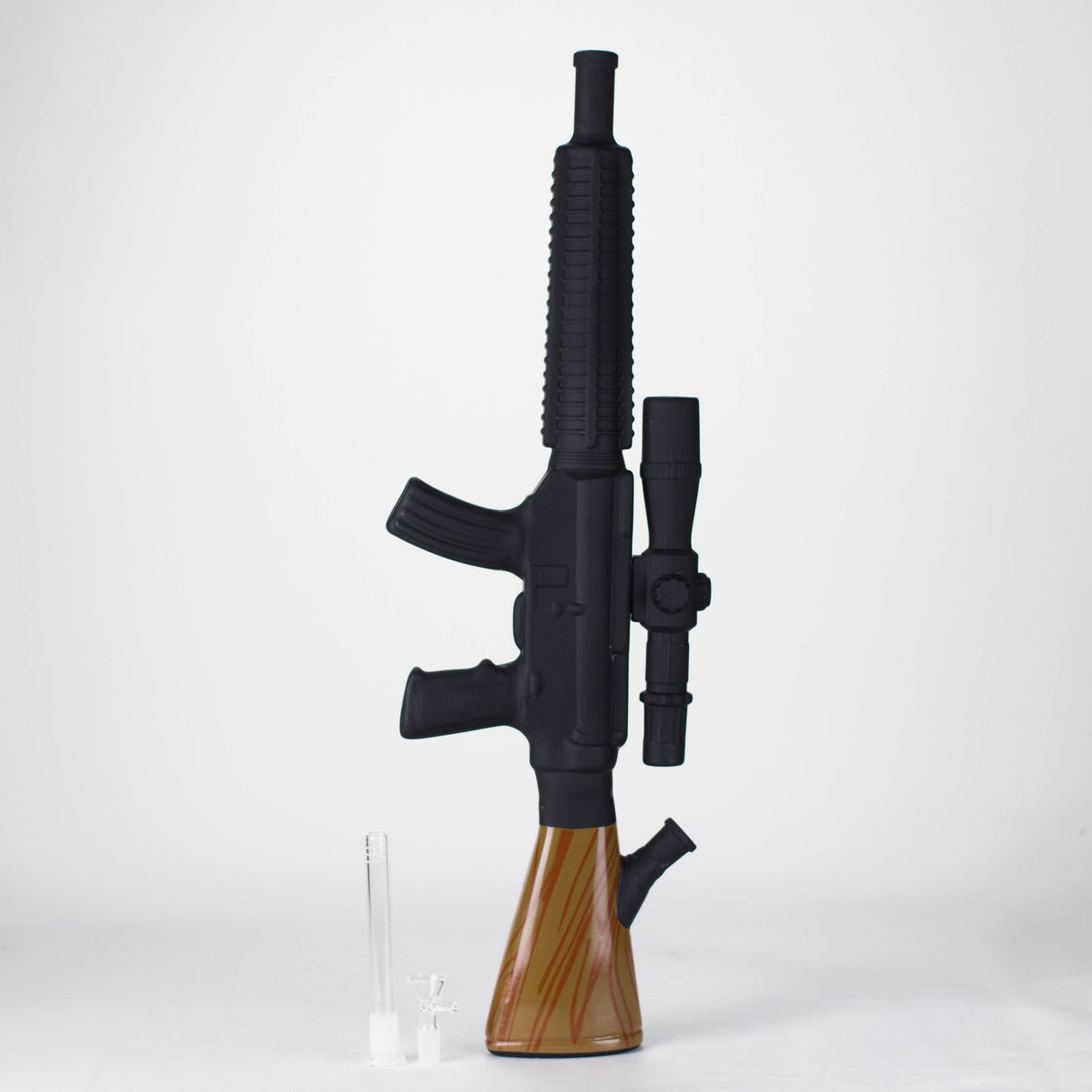 24" Painted Machin gun Design Glass Bong with Display Stand [GU007] Glass Bong BB Canada