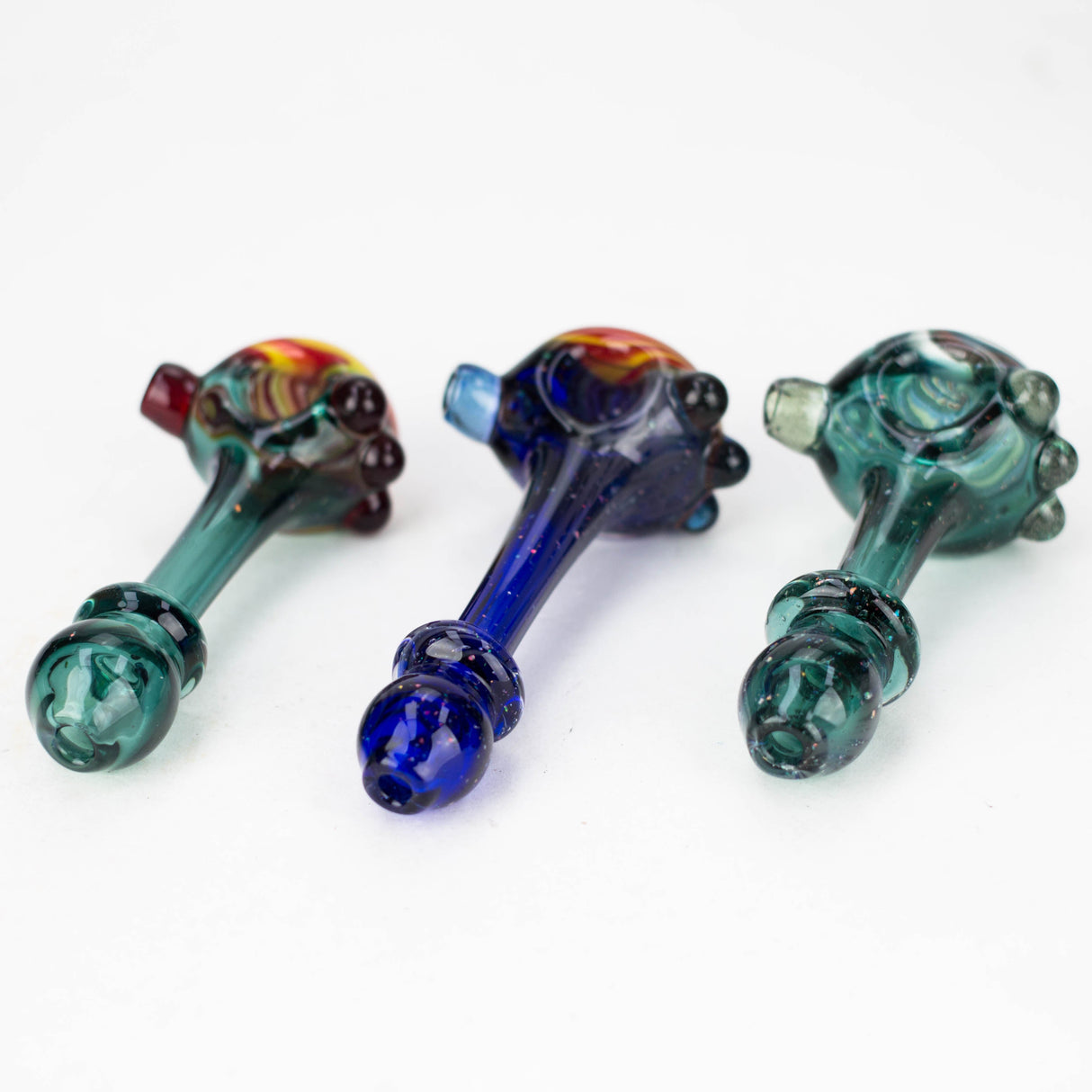 Shine Glassworks made in Canada | Crushed Opal Space fumed handpipe with spiral bowl