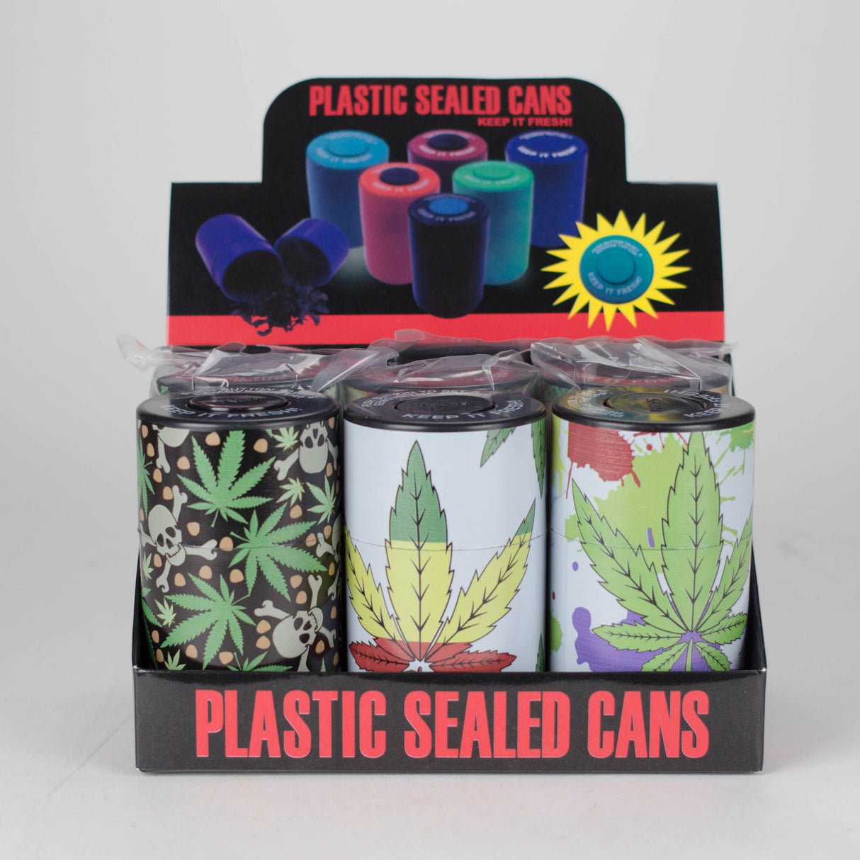 Air tight Stash Jars with Green Leaf Designs Box of 6