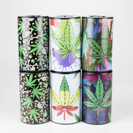 Air tight Stash Jars with Green Leaf Designs Box of 6