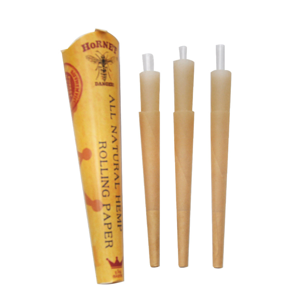 HORNET | 1-1/4 Size Natural Pre-Rolled Paper Cones 6 x 24CT Pre-rolled Cone (Display Pack) Super Supplys Inc