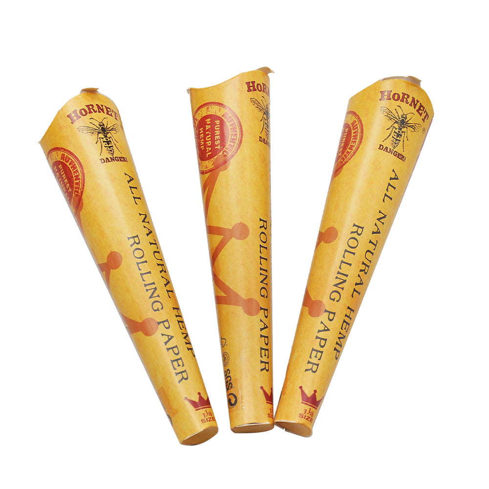 HORNET | 1-1/4 Size Natural Pre-Rolled Paper Cones 6 x 24CT Pre-rolled Cone (Display Pack) Super Supplys Inc