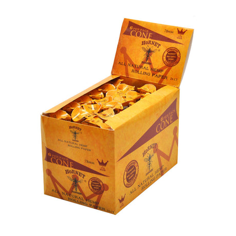 HORNET | 1-1/4 Size Natural Pre-Rolled Paper Cones 6 x 24CT Pre-rolled Cone (Display Pack) Super Supplys Inc