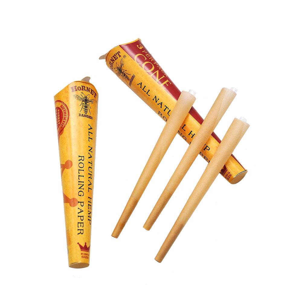 HORNET | King Size Natural Pre-Rolled Paper Cones 3 x 24CT Pre-rolled Cone (Display Pack) Super Supplys Inc