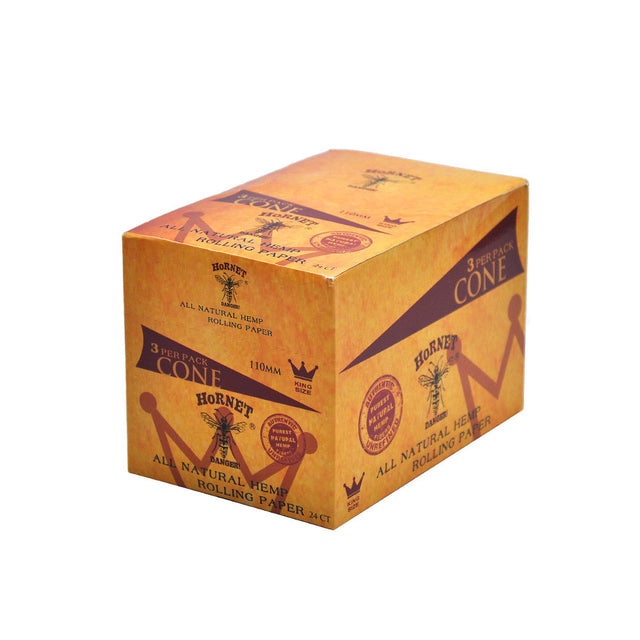 HORNET | King Size Natural Pre-Rolled Paper Cones 3 x 24CT Pre-rolled Cone (Display Pack) Super Supplys Inc