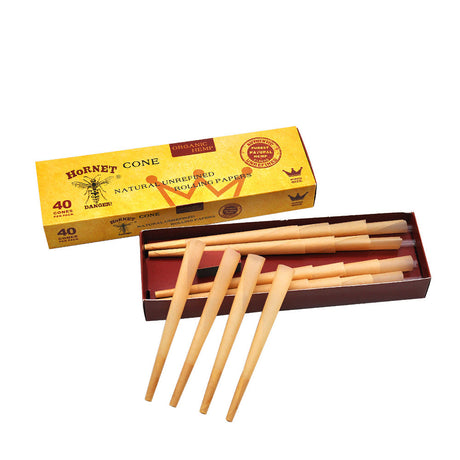 HORNET | Natural Unrefined King Size Pre Rolled Paper Cones Smoking 40 Pack Cone Pre-rolled Cone (Display Pack) Super Supplys Inc