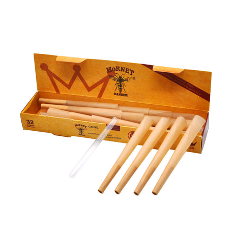 HORNET | Natural Unrefined 1-1/4 Size Pre Rolled Paper Cones Smoking 32 Pack Cone Pre-rolled Cone (Display Pack) Super Supplys Inc