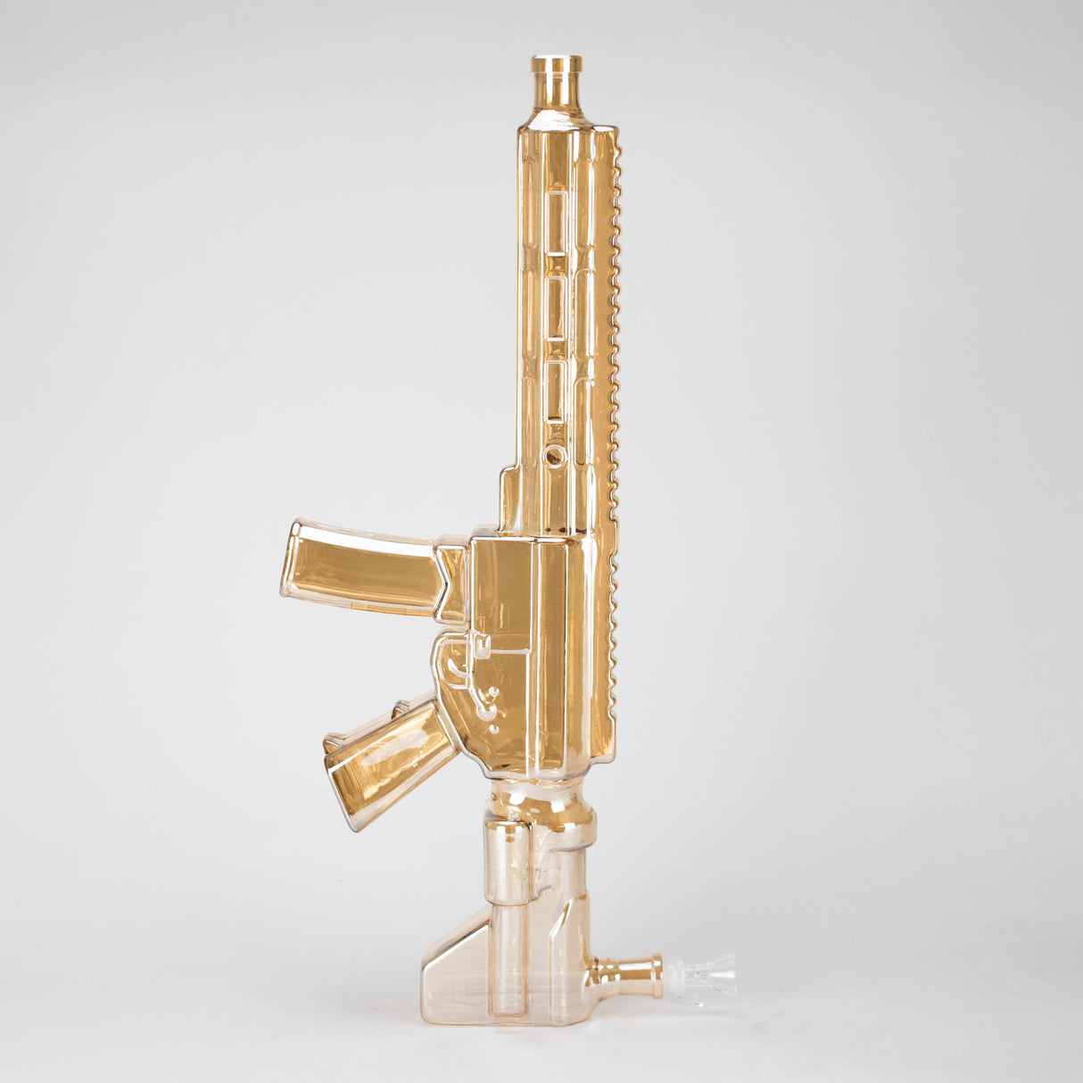 22" Electroplated Machin gun Design Glass Bong with Display Stand [GU003] Glass Bong BB Canada Amber