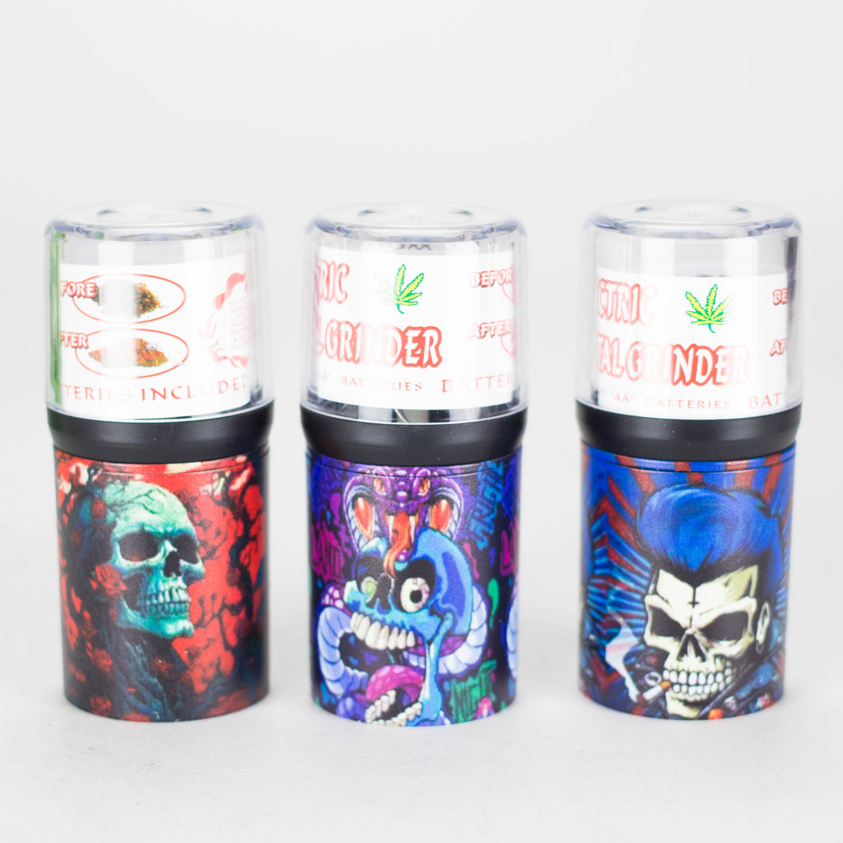 Electric Metal Grinder with Rose Skull Design Assorted Box of 12