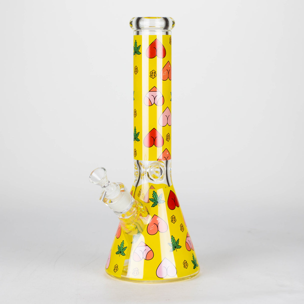 14" 7mm Glass Bong With Heart Design Beaker Bong 777 Smoke