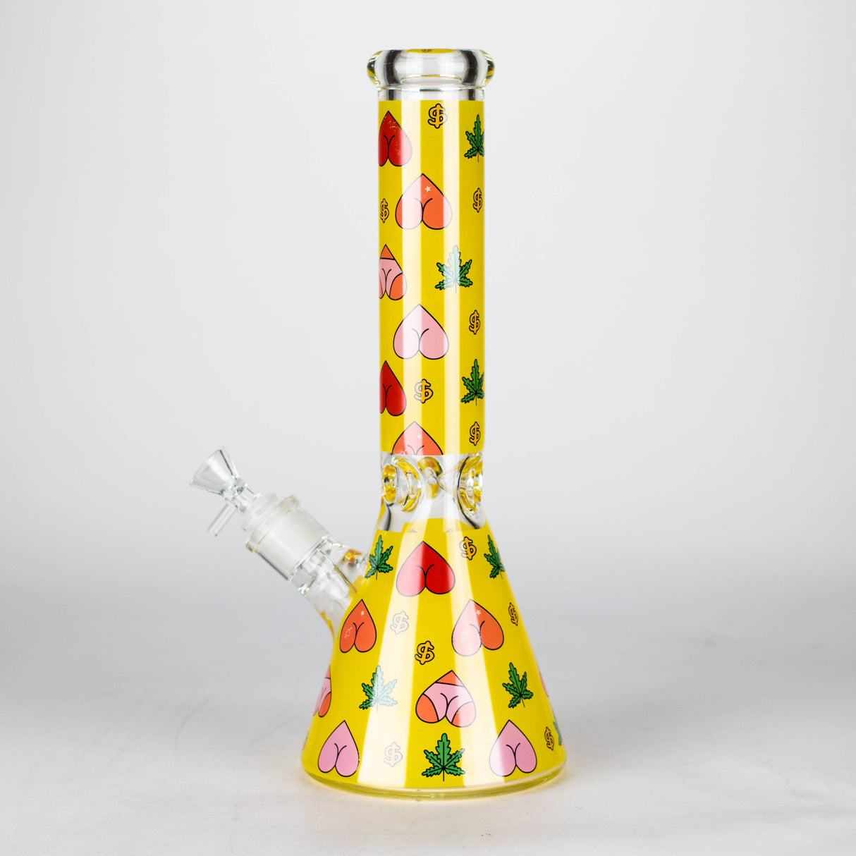 14" 7mm Glass Bong With Heart Design Beaker Bong 777 Smoke