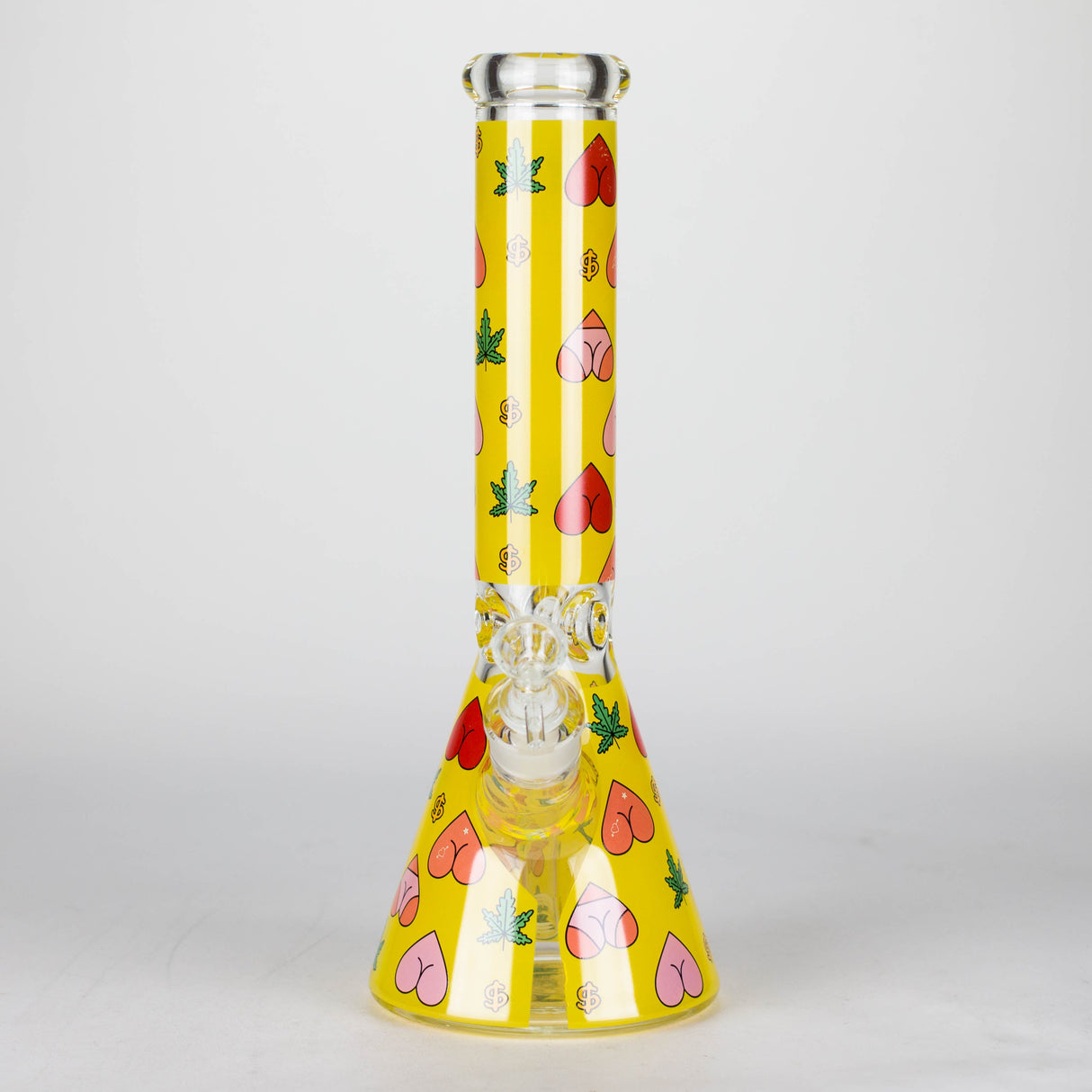 14" 7mm Glass Bong With Heart Design Beaker Bong 777 Smoke