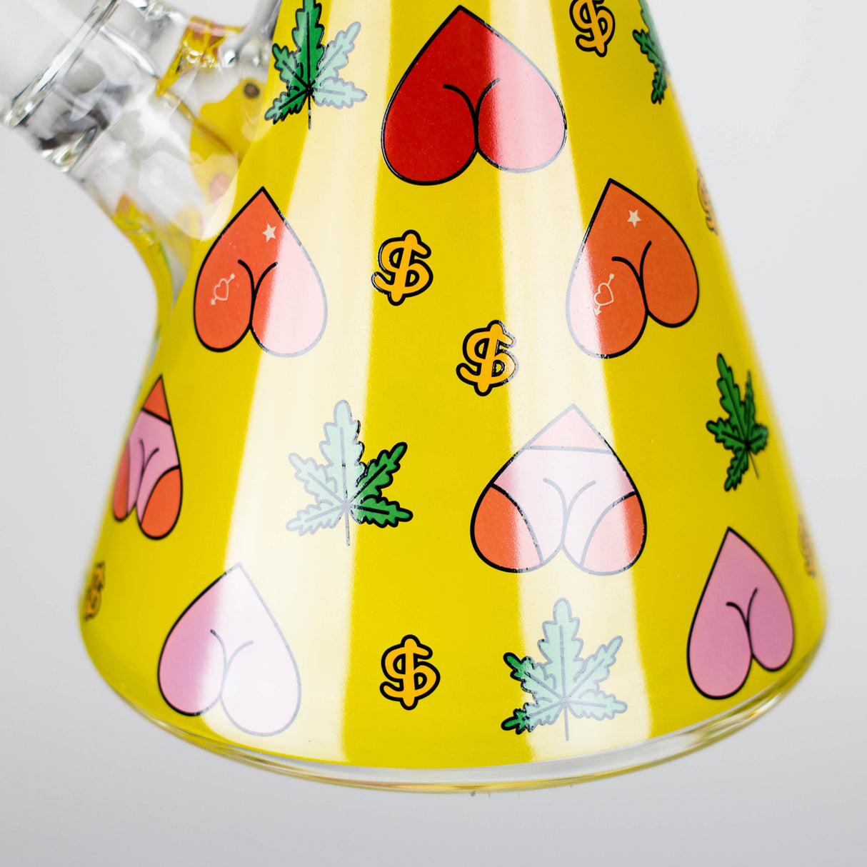 14" 7mm Glass Bong With Heart Design Beaker Bong 777 Smoke