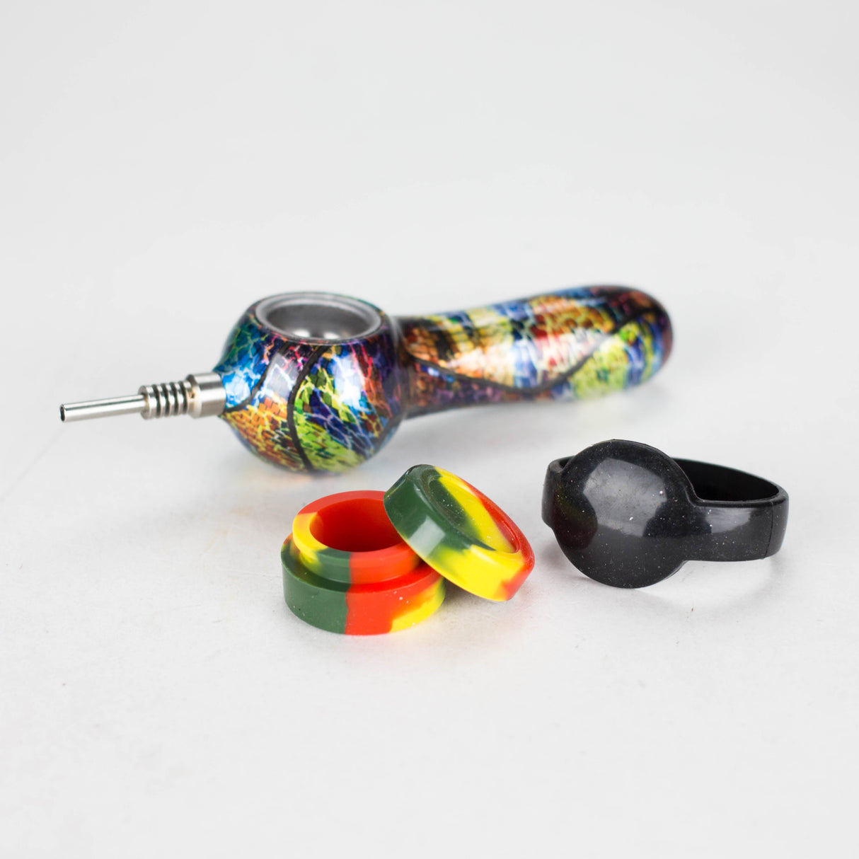 5" Pipe Metal Small Silicone Pill Case Inside - Rainbow [YD2083]