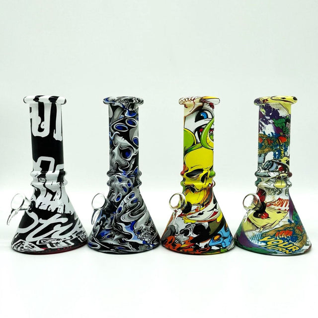 6" Multicolor Mini soft glass water bong Assorted Designs [PIP411] Glass Bong NIBO Distribution