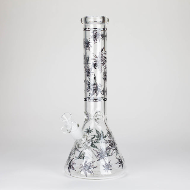 Karma | 14" Leaf Beaker Glow in the dark Glass Bong Glass Bong Maq Distributors