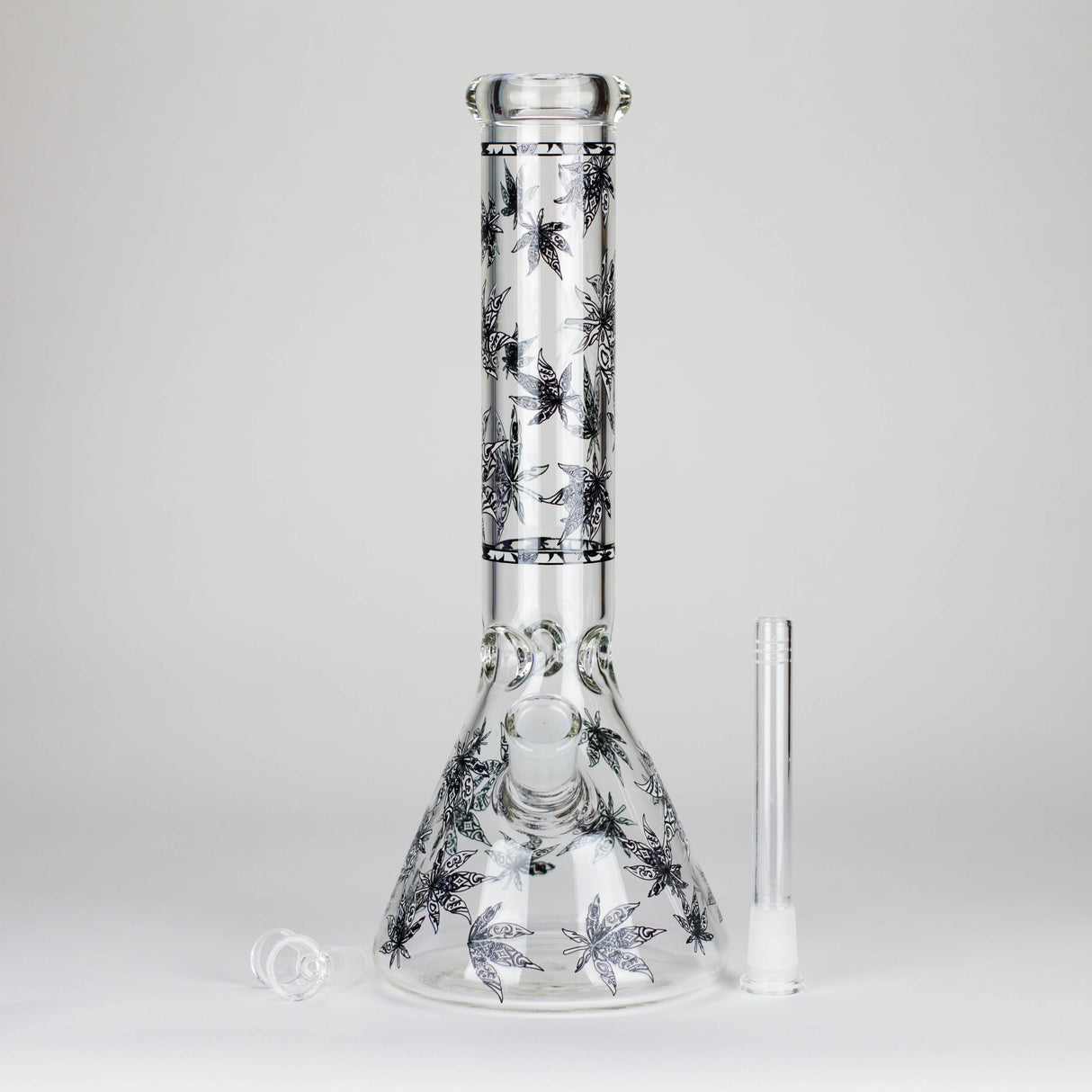 Karma | 14" Leaf Beaker Glow in the dark Glass Bong Glass Bong Maq Distributors