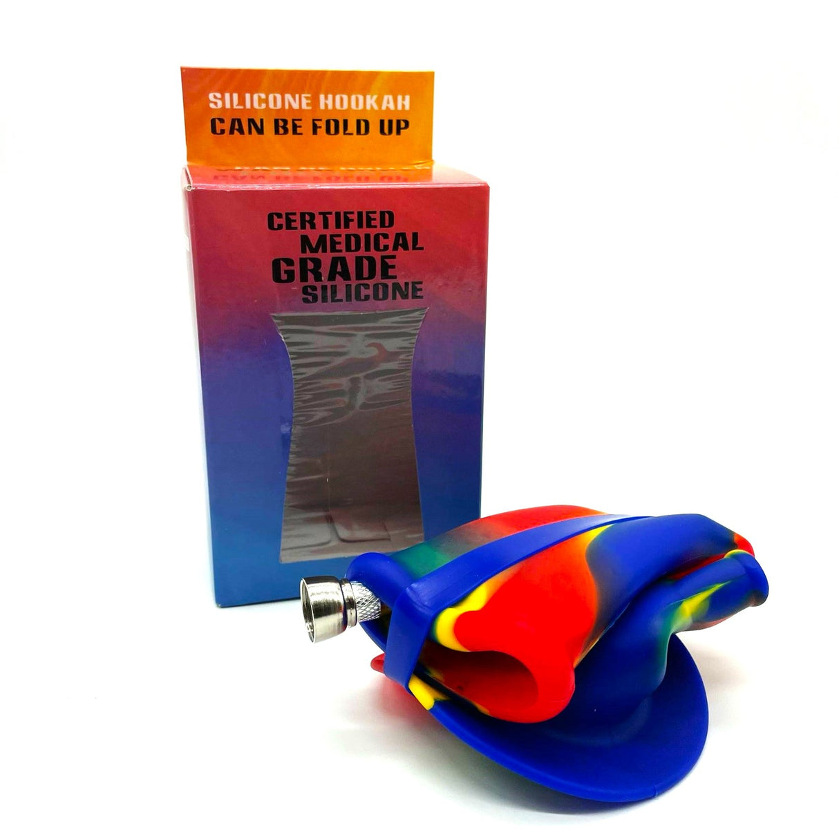 9" Foldable Silicone Water Pipe Kit Assorted Color [HIT307] Resin · Silicone · Plastic Bong NIBO Distribution