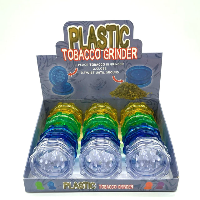 54mm Plastic Grinder Assorted Color Box of 12 [GRI419] Display Pack NIBO Distribution