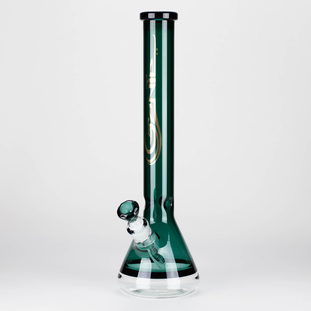 Genie | 18" 7 mm color-tube and clear-bottom beaker water bong [GE3110]
