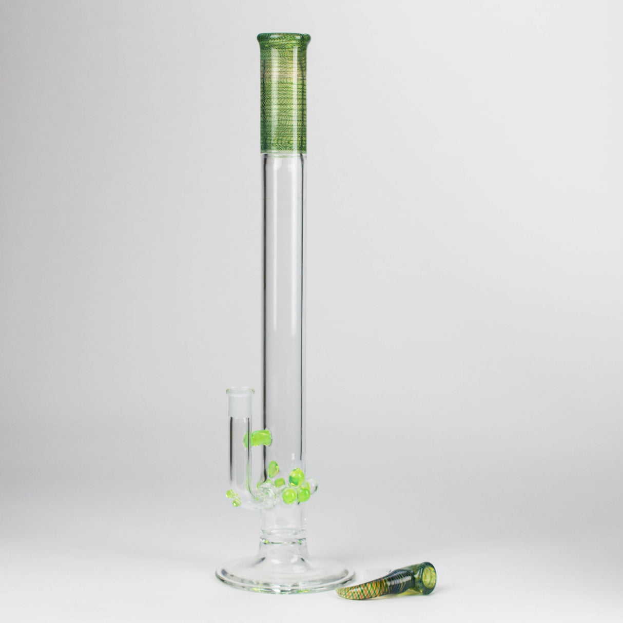Shine Glassworks | 22 inch 38mm Straight Tube with Latticino mouthpiece and opal [ST 2203] - Made in Canada Glass Bong Smoking Cat Distribution