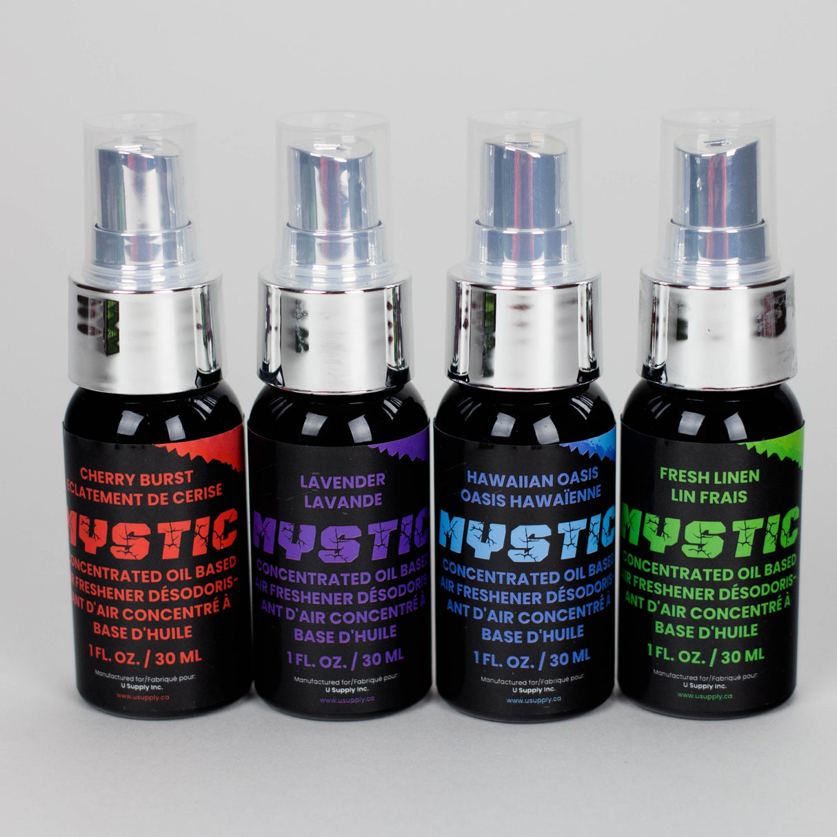 Mystic | Oil-Based Air Freshener Display - 16 Pieces (1 fl.oz / 30ml Each) CANADIAN Brand Odour Eliminator Spray Smoking Cat Distribution