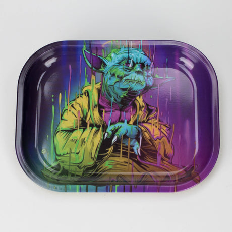 Novelty Metal Rolling Trays -Small Tray Smoking Cat Distribution Acid Yoda
