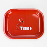 Novelty Metal Rolling Trays -Small Tray Smoking Cat Distribution Red Cardinal Toke