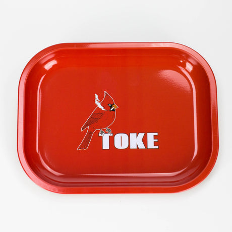 Novelty Metal Rolling Trays -Small Tray Smoking Cat Distribution Red Cardinal Toke
