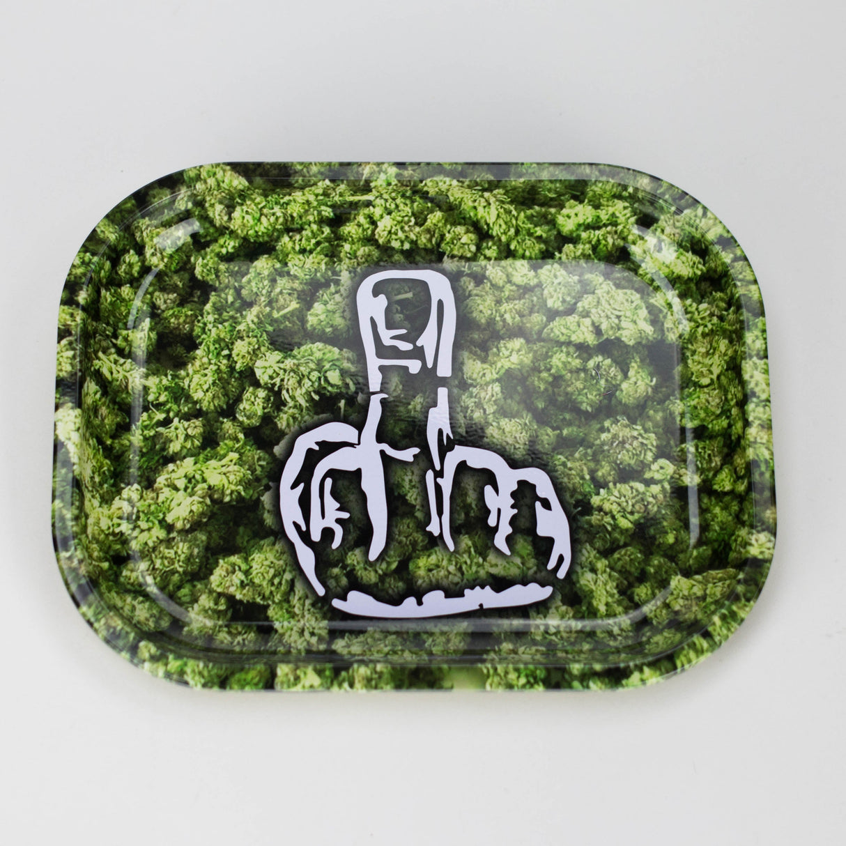 Novelty Metal Rolling Trays -Small Tray Smoking Cat Distribution The Finger