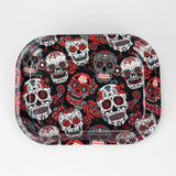 Novelty Metal Rolling Trays -Small Tray Smoking Cat Distribution Mexican skulls