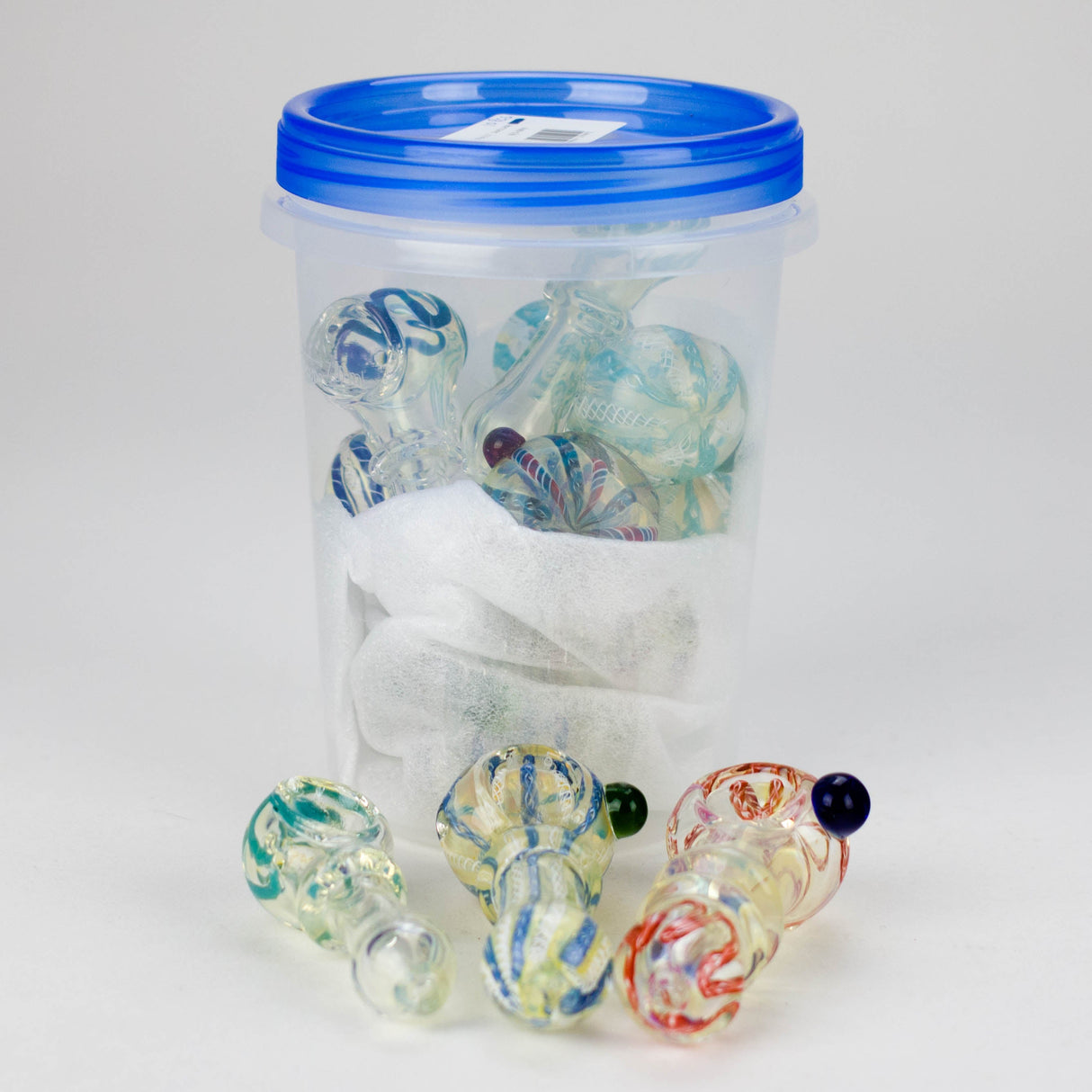 3" to 3.5" assorted color glass pipe Jar of 10 Glass Pipe Bongzie Smokes