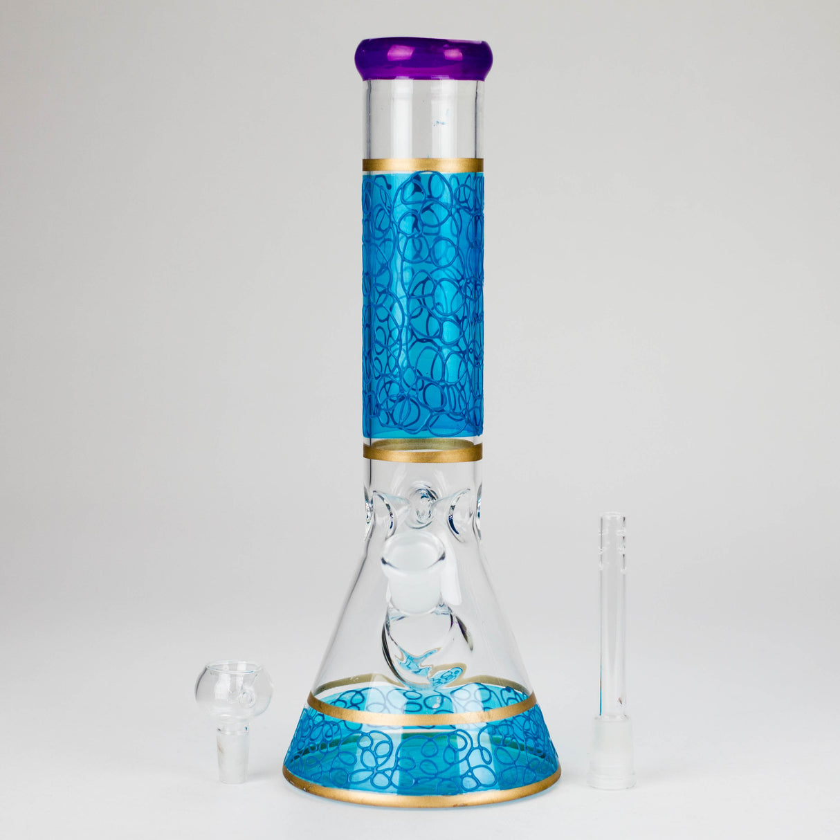 12" Printed beaker glass water bong-Assorted Glass Bong Bongzie Smokes