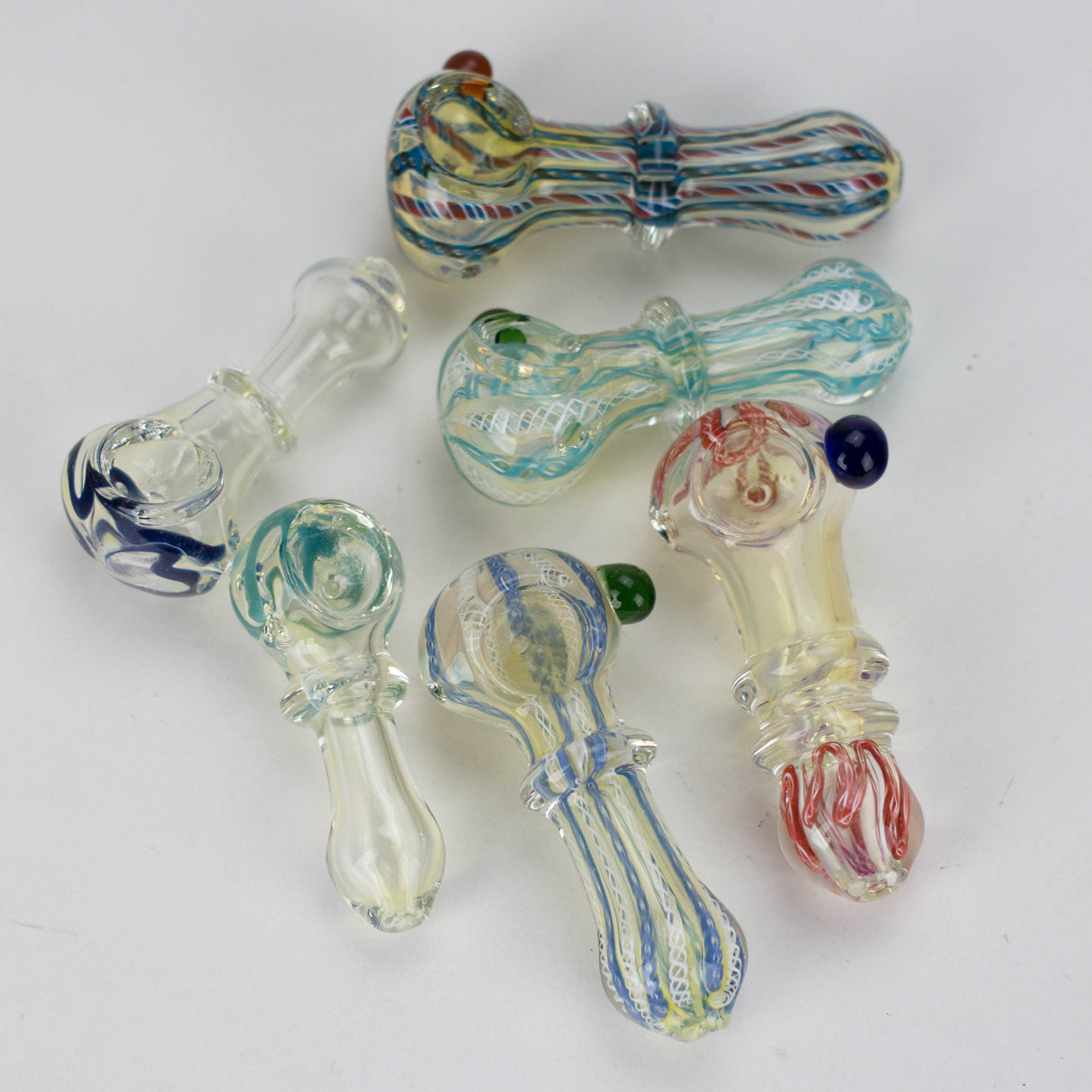 3" to 3.5" assorted color glass pipe Jar of 10 Glass Pipe Bongzie Smokes