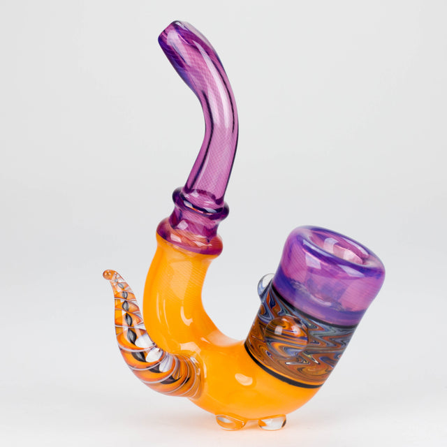 Mooks Glass | Heady Glass Sherlock Pipe - made in Canada Glass Pipe Smoking Cat Distribution Purple and Orange