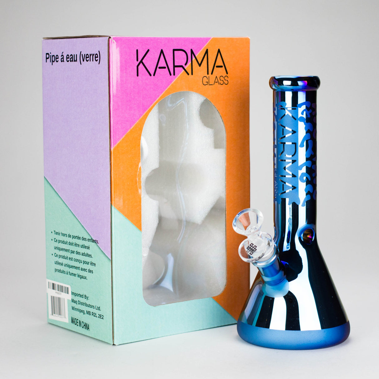 Karma | 9" Beaker Blue Metallic Glass Bong Glass Bong Maq Distributors