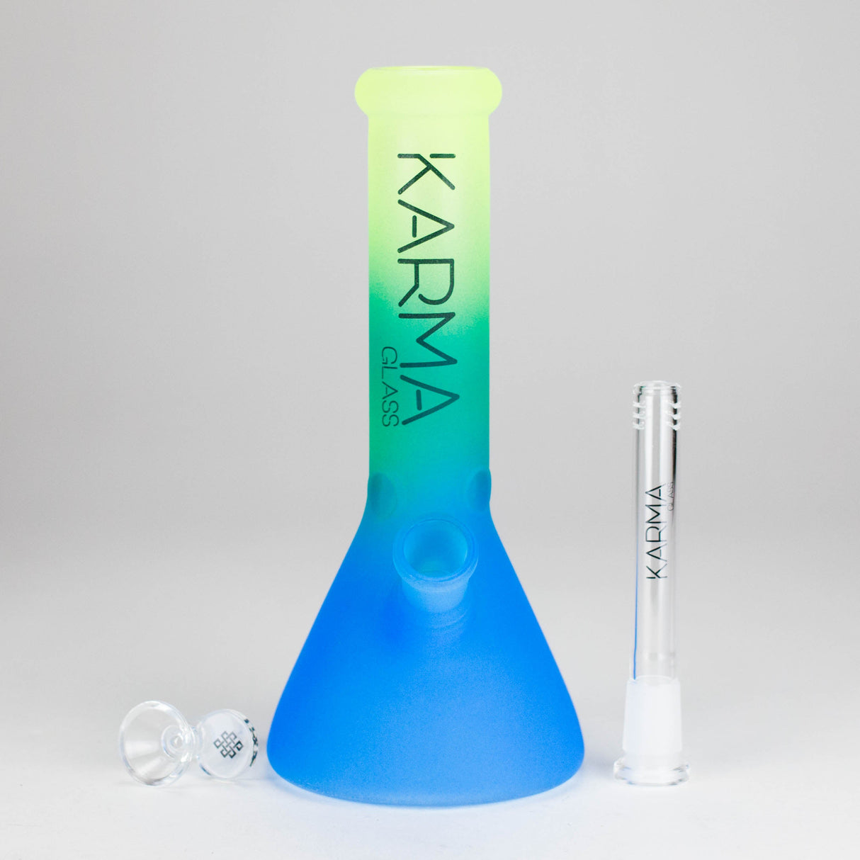 Karma | 9" Beaker 3 Toned Frosted Glass Bong Glass Bong Maq Distributors