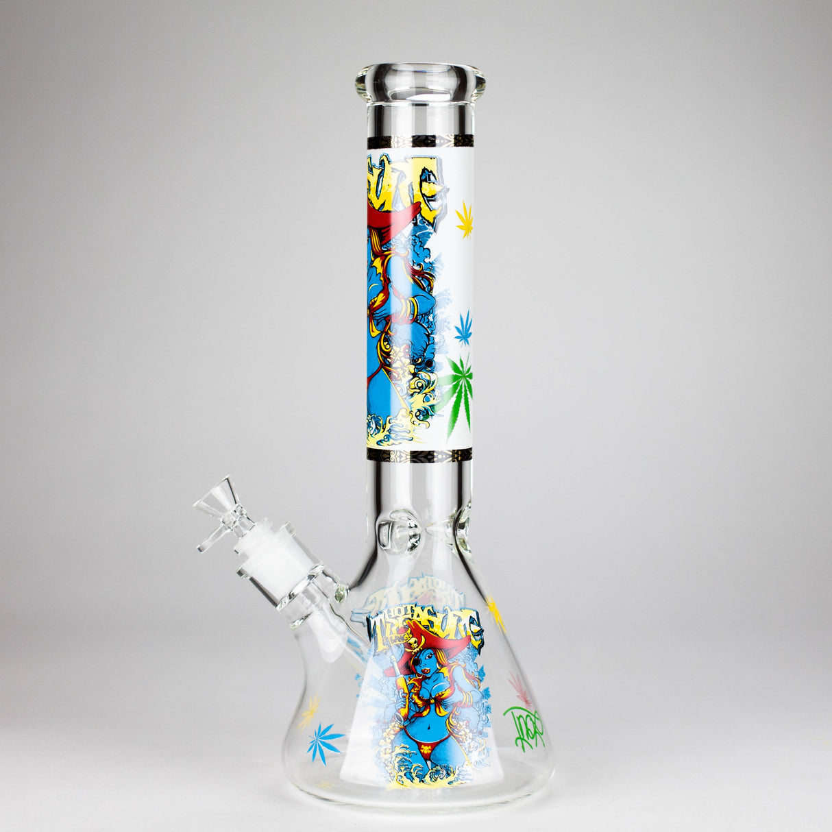 14" 7 mm Glass Bong With Pirate Design Glass Bong 777 Smoke