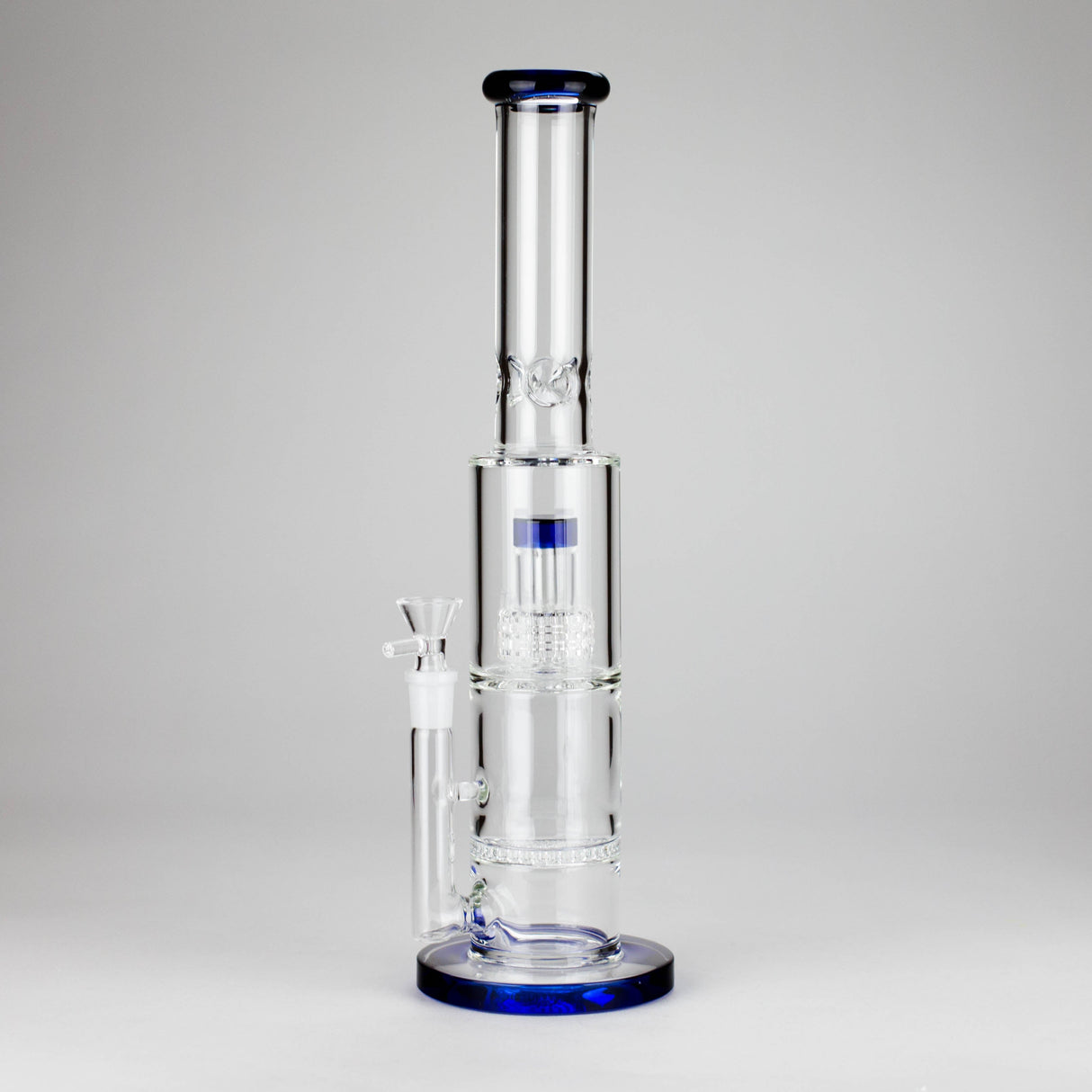 15" Color accented glass water bong with Double Perc