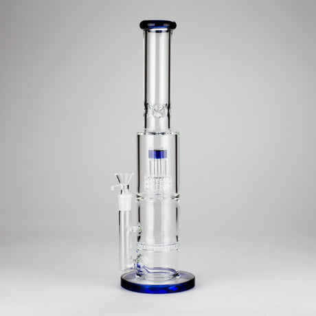 15" Color accented glass water bong with Double Perc