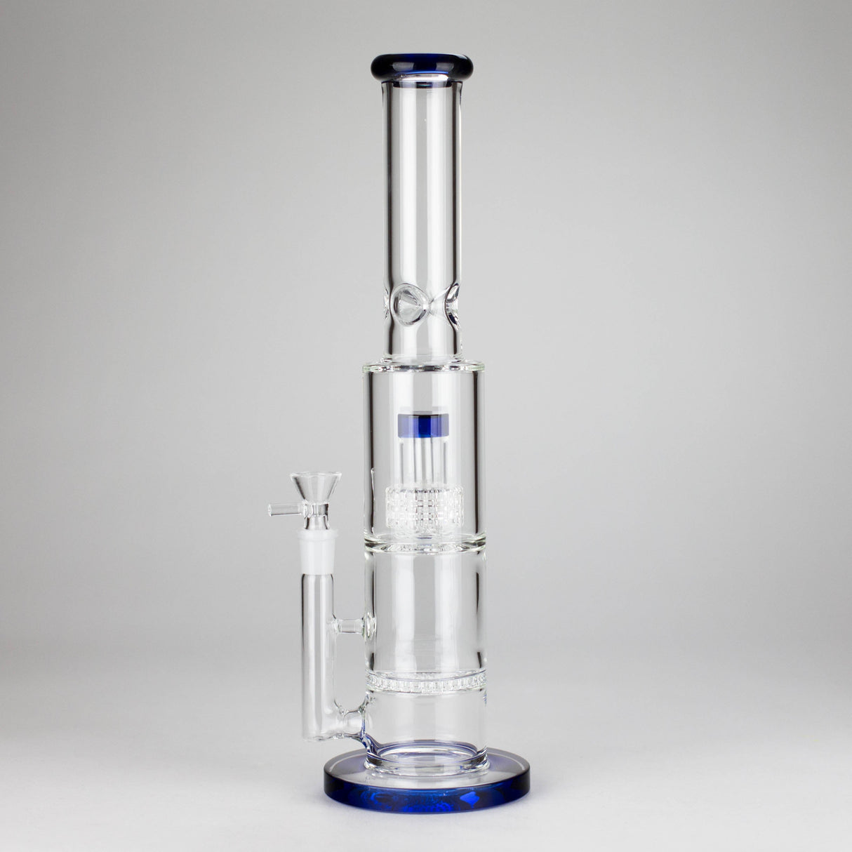 15" Color accented glass water bong with Double Perc