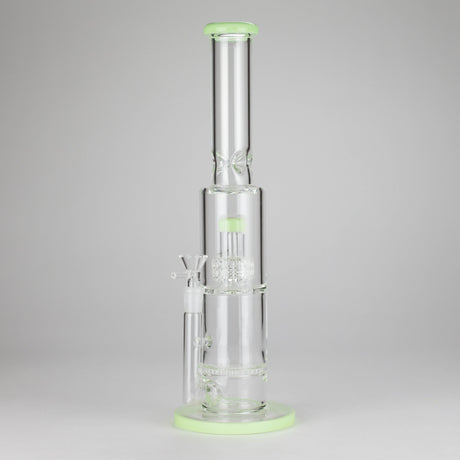15" Color accented glass water bong with Double Perc