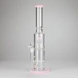 15" Color accented glass water bong with Double Perc